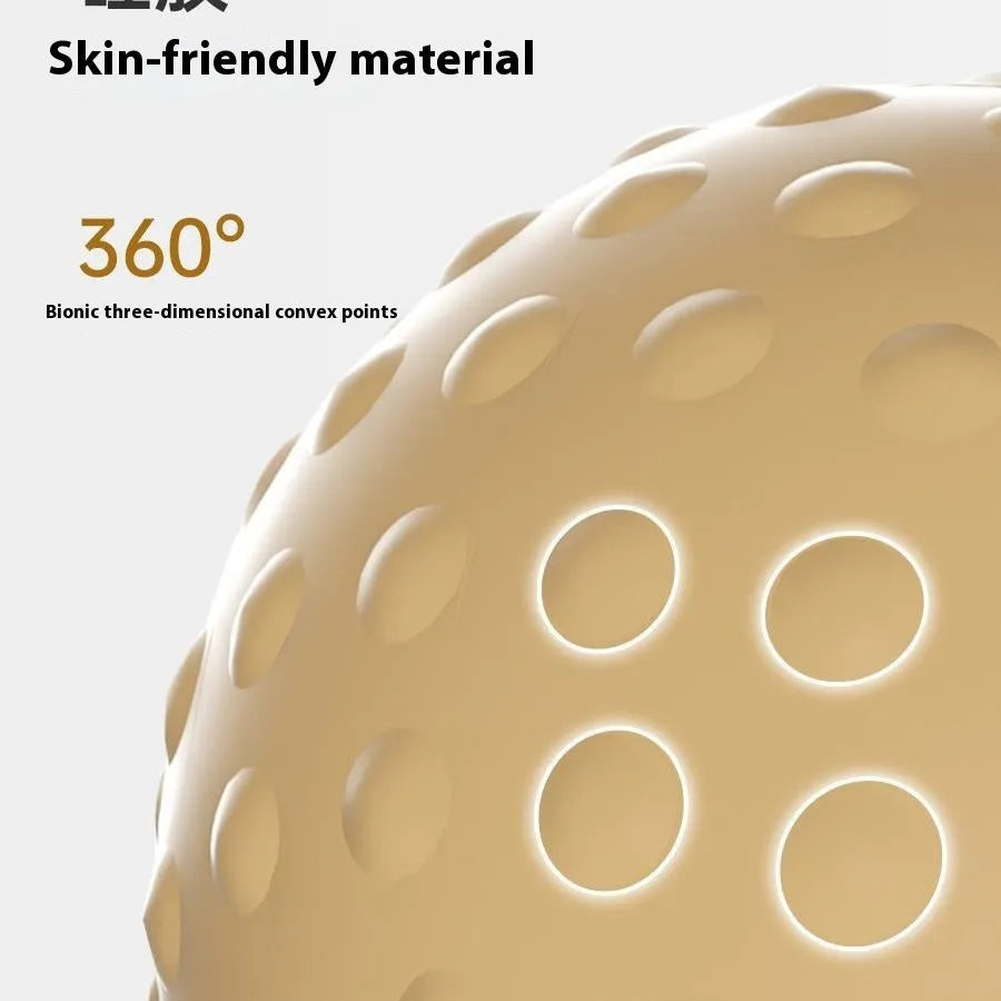 Massage ball set with textured surface for cold and hot compress therapy in caramel mocha colour