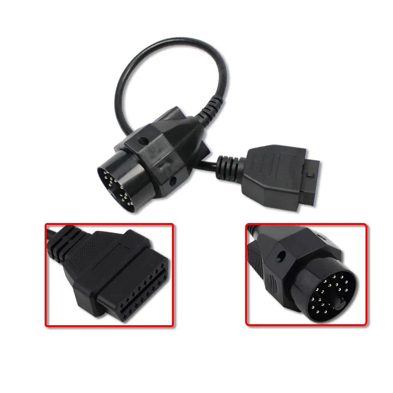 BMW OBD2 20-pin to 16-pin diagnostic cable adapter for vehicle scanner compatibility