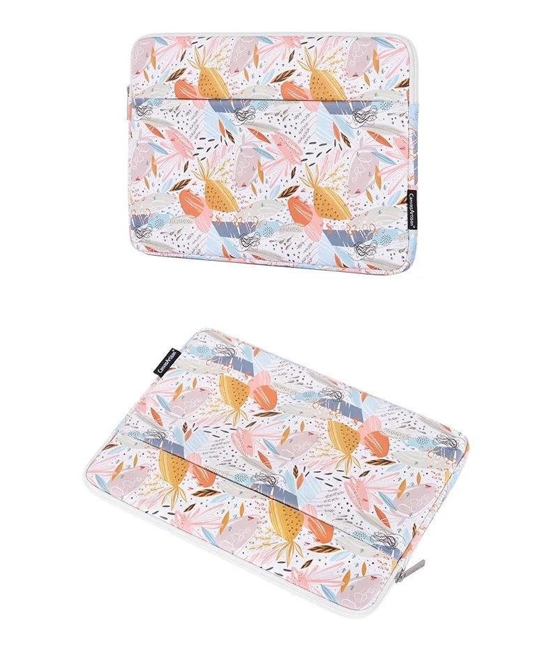 White waterproof PU leather laptop inner sleeve for 14-inch computers.