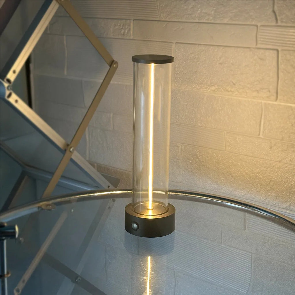 Modern glass USB-charged LED light strip with magnetic adhesive backing, shown at 53mm wide by 234mm high.