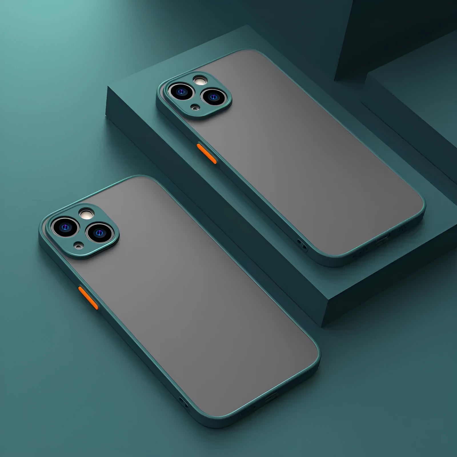 Frosted hard iPhone protective case showing full lens cover and fine holes for skin-sensing.