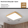 Nordic modern LED bedroom light with wood grain finish in square design