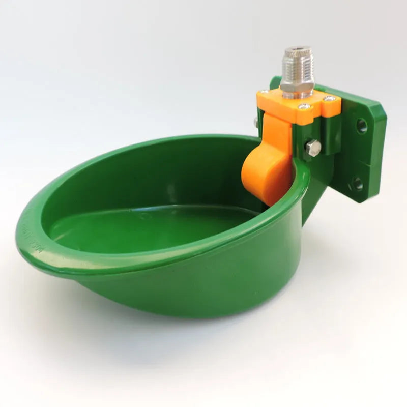 Green engineering plastic sheep drinking bowl with auto water nozzle for pig and sheep farm use