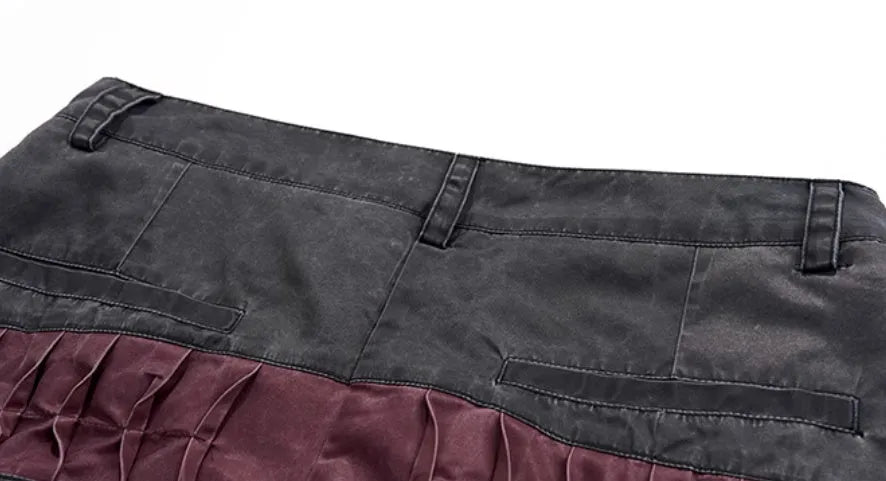 Korean-style black wide-leg summer function pants for boys displayed flat