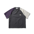 Dark grey loose fit T-shirt with contrast raglan sleeves for leisure wear