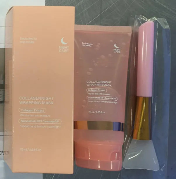 75ml collagen night face mask with application brush for overnight skin treatment