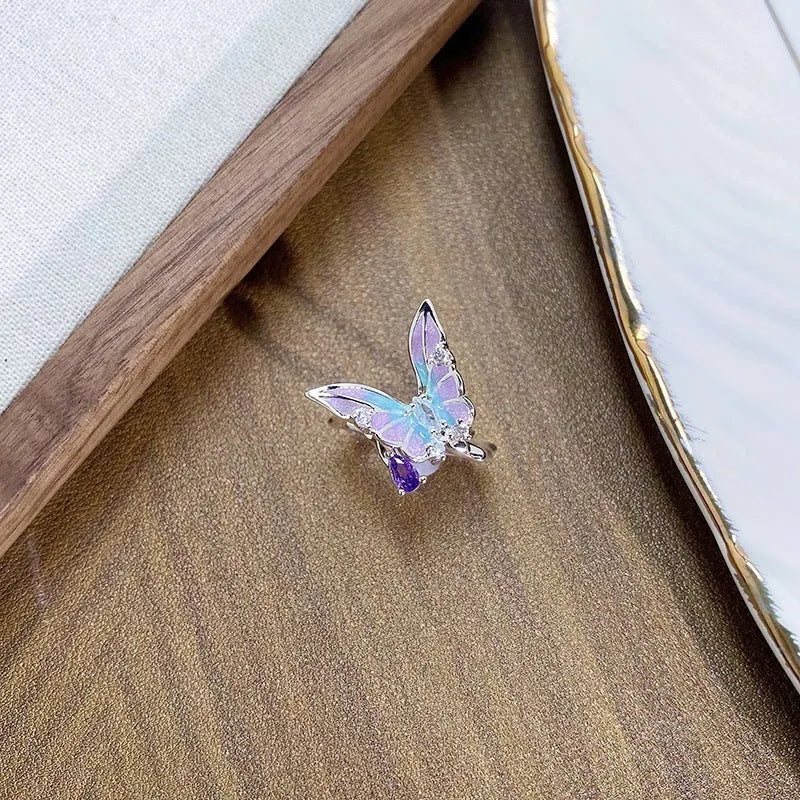 Adjustable copper insect ring with drip-oil finish in three colour variants