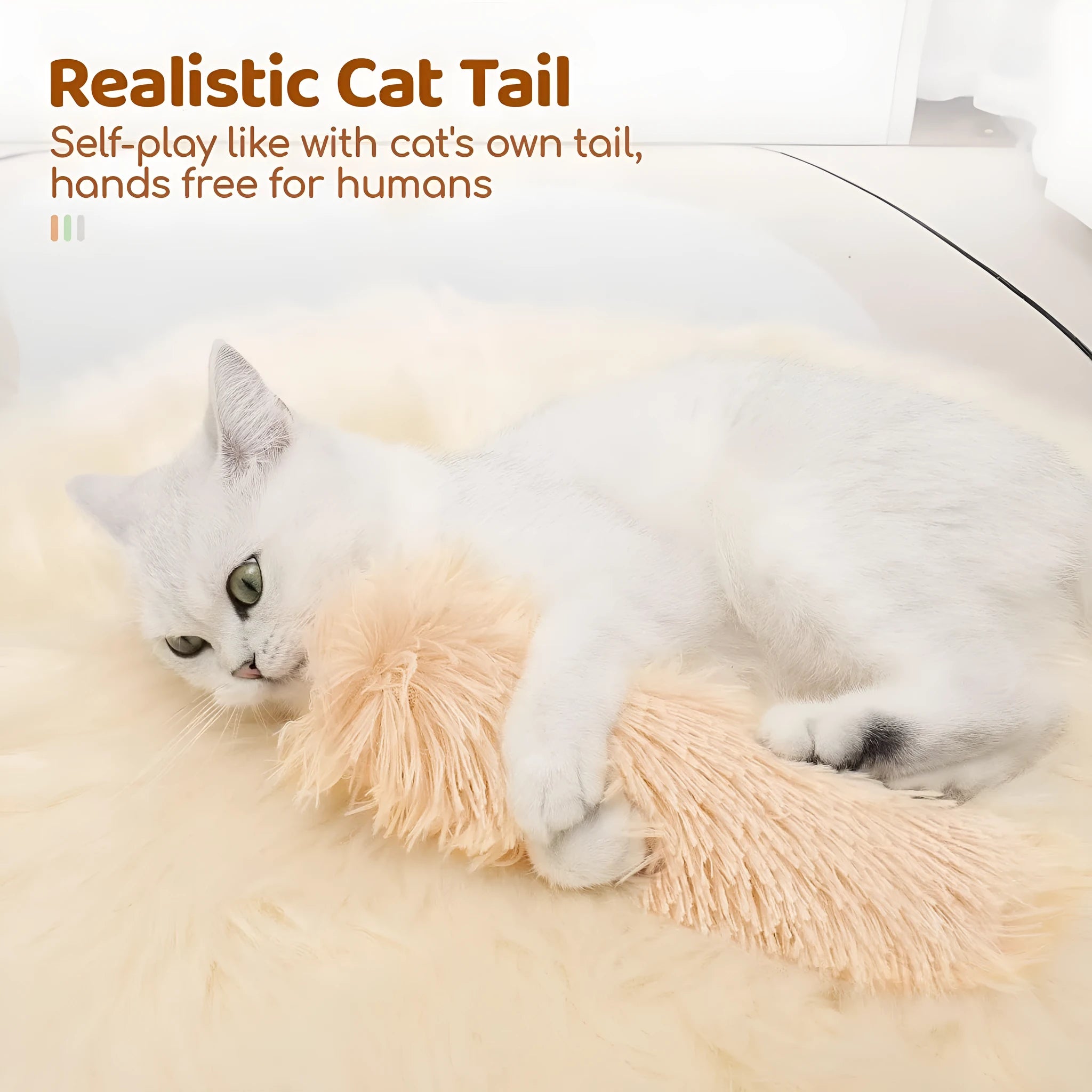 Plush cat toy pillow with squeaker in blue, green, pink, or white colours measuring 27cm by 10cm
