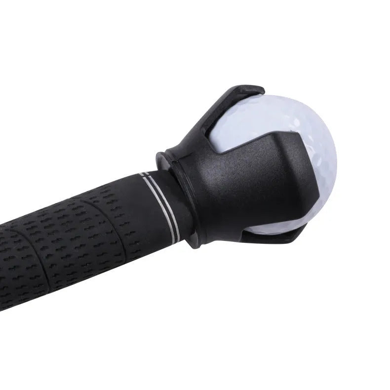 Black golf ball picking device with clip, 60g, on a putter