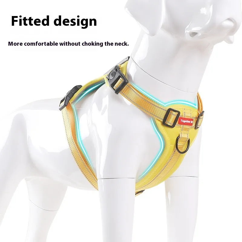 Polyester dog chest harness traction rope in multiple colours with adjustable sizing for secure canine control