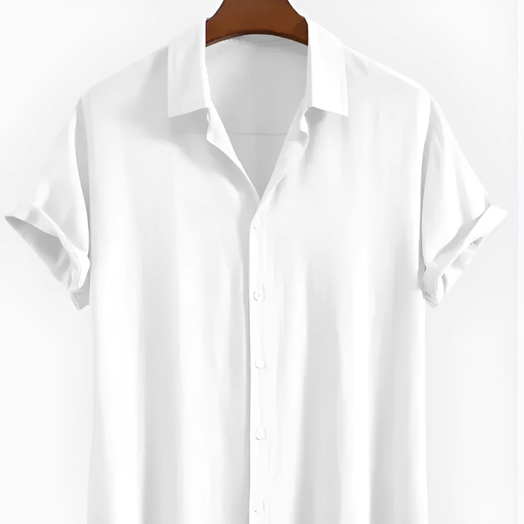 Men's loose short sleeve casual cardigan in black, green, or white for beach and summer wear.