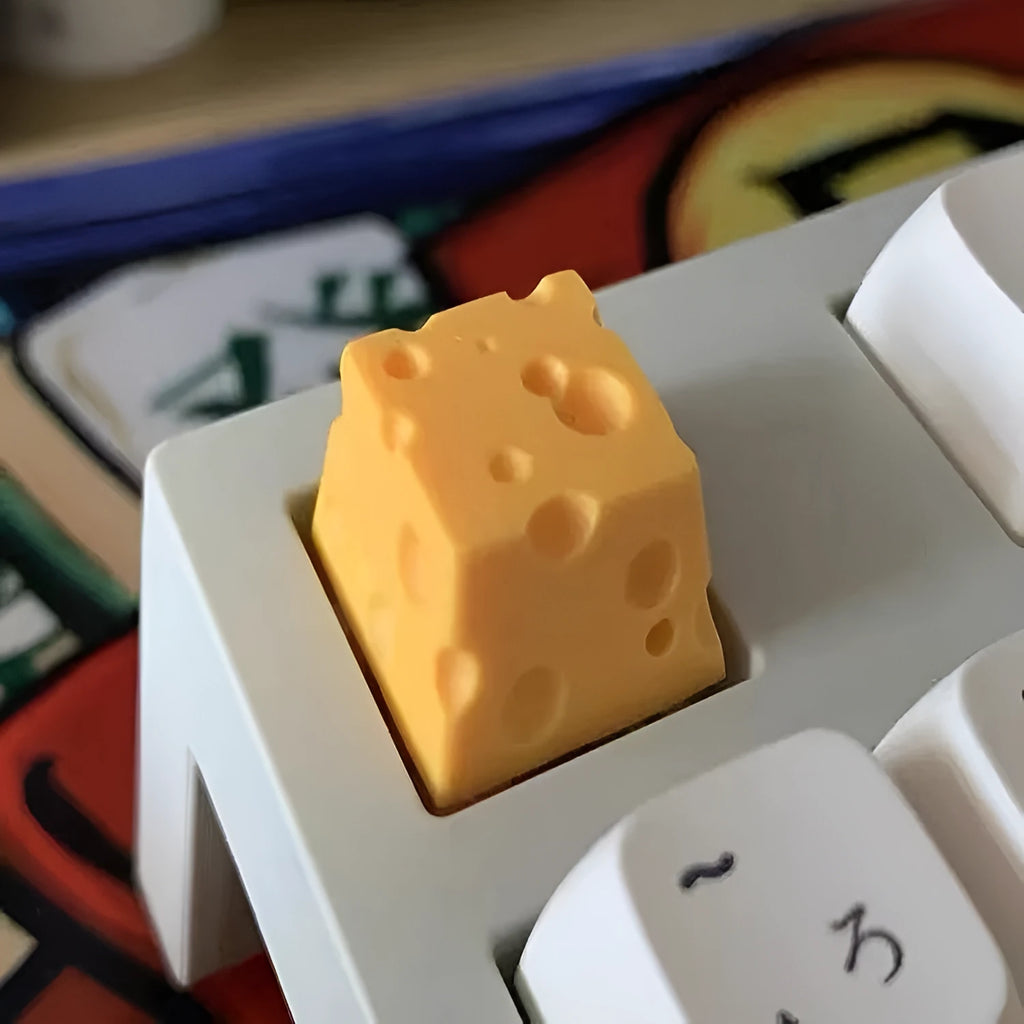 Yellow resin cheese wedge key cap for mechanical keyboards with Cherry MX compatibility