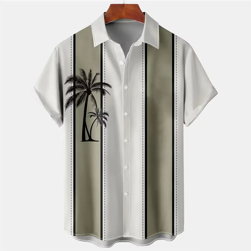 Men's Hawaiian 3D printed short-sleeved shirt in cardigan style, regular fit, polyester blend, multiple colours