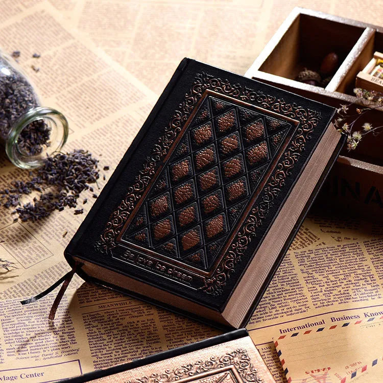 A5 embossed faux leather notepad with super thick pages in bronze or black gold colour