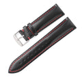 Quick release leather watch strap in bright cowhide, shown in multiple colour and width options.
