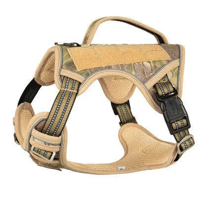Tactical working dog chest strap in Oxford cloth with metal ring, available in black, khaki, yellow camo, forest camo, olive green, sizes M L XL