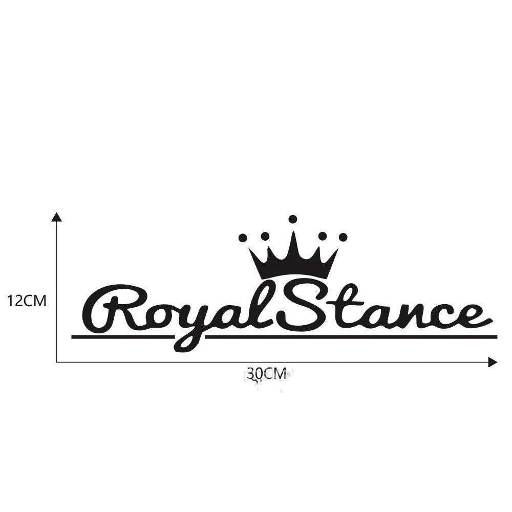 Reflective crown design car sticker on a vehicle window, showing black, white and colour options.