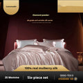 Solid-colour silk four-piece quilt cover set in light luxury style with multiple colour options