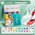 Acrylic marker pen set showing multicoloured plastic markers arranged by colour