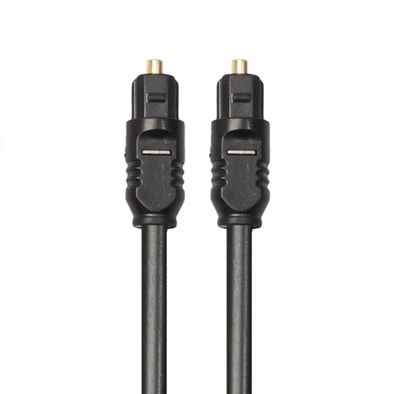Black Toslink optical audio cable with square connector mouth, 2 metre length