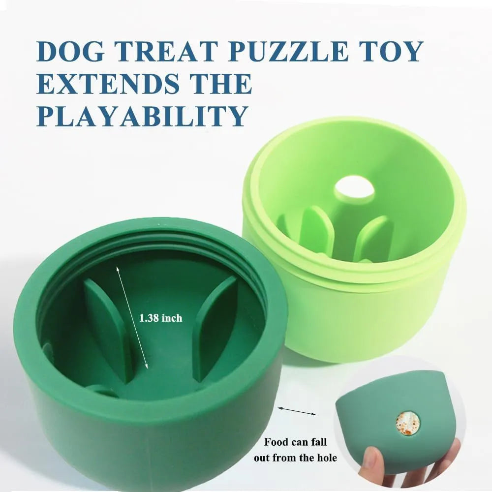 Dog treat dispensing puzzle ball in multiple colour combinations for small medium dogs