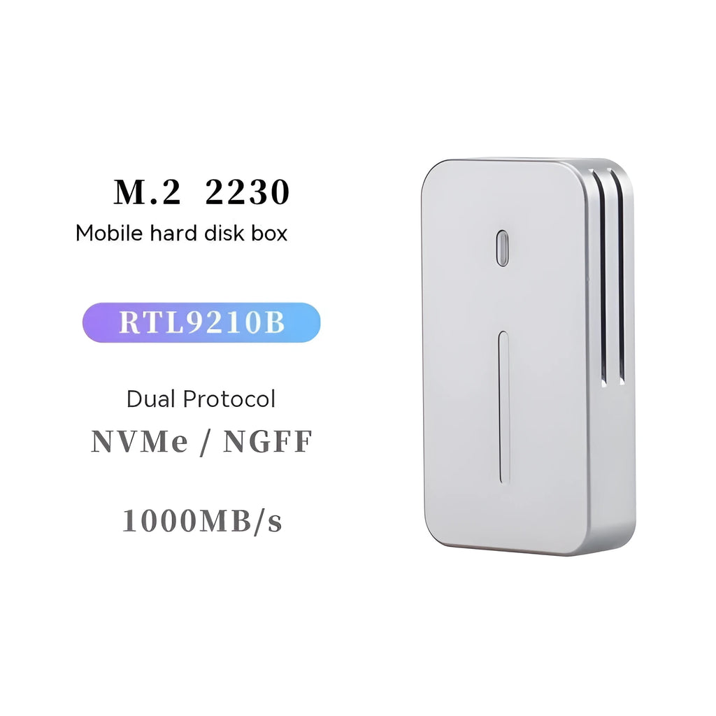 Aluminium alloy dual protocol SSD enclosure for M.2 NVMe and SATA drives with 10Gbps USB 3.2