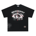 American Retro Hip Hop Gothic cotton T-shirt in black and white colours with letter pattern