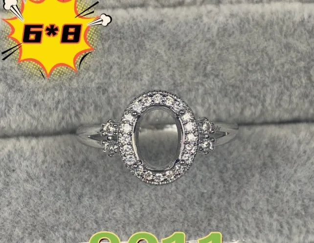 Korean style oval denier ring ornament with electroplated copper and 6*8mm stone
