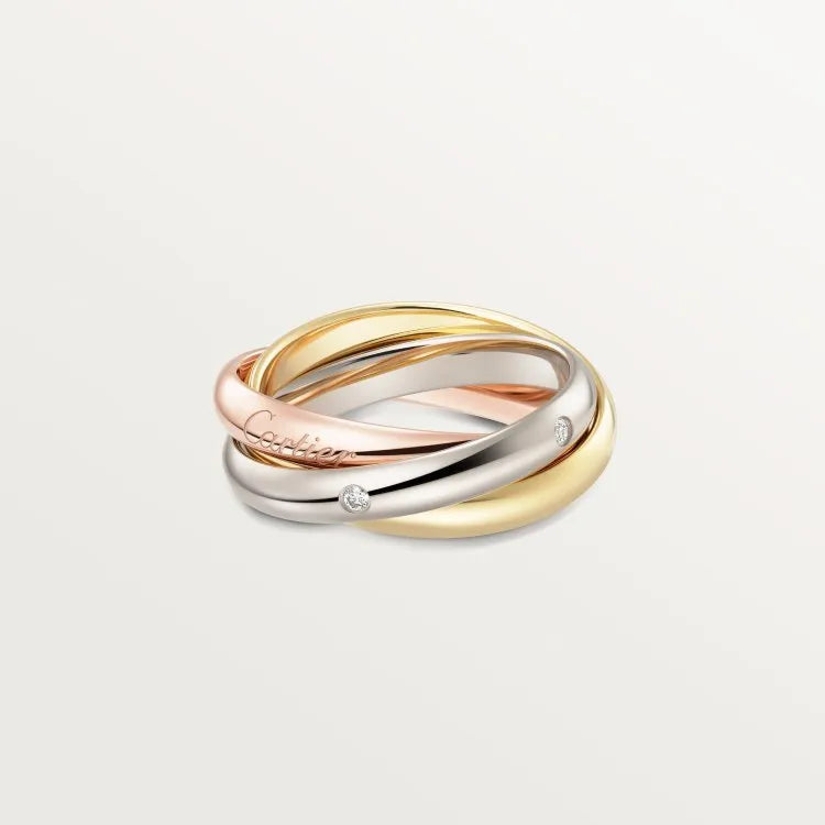 Silver geometric couple rings with diamond or plain options in rose gold and black finishes.