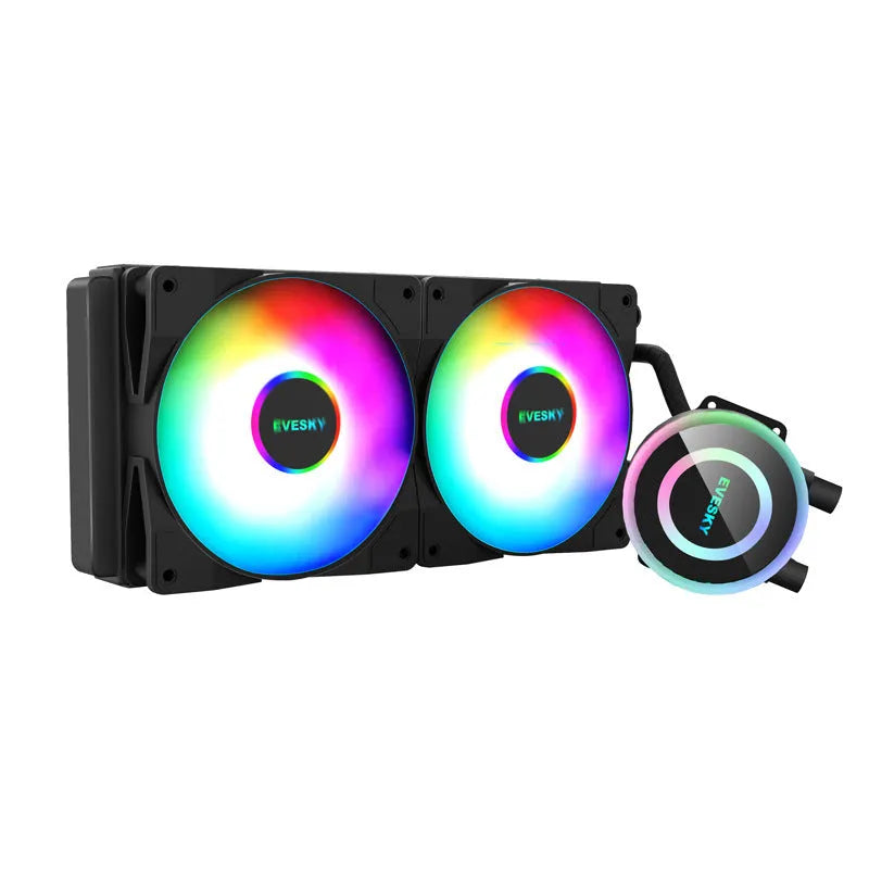 CPU radiator with RGB lighting effects and aluminium construction for desktop computer cooling