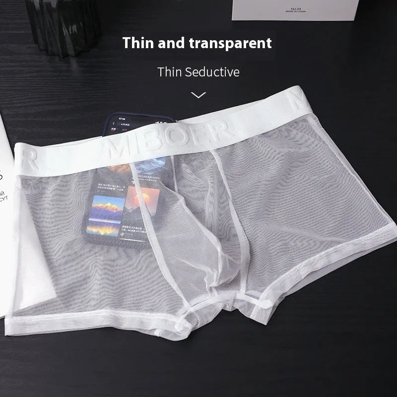 Men's thin boxer shorts in six colours showing quick-drying polyester fabric