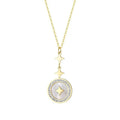 Six-pointed star titanium steel pendant necklace on O-ring chain in rose gold colour