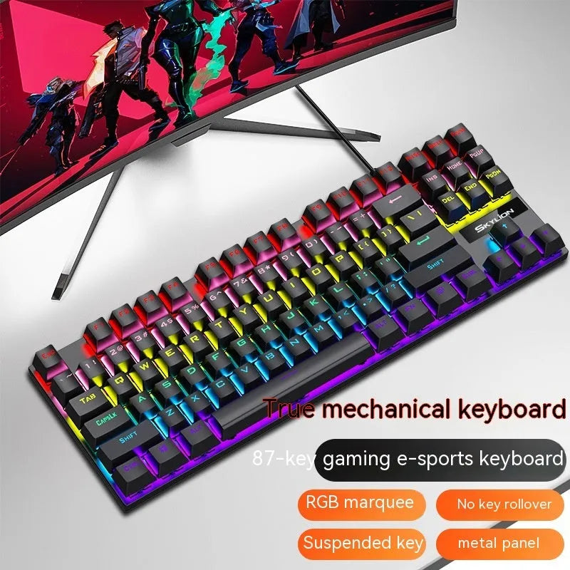 K87 mechanical keyboard with metal construction and choice of green axis or red axis switches