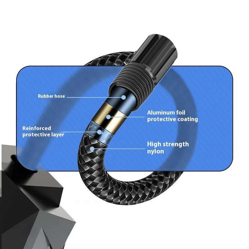 Black portable electric tyre inflator with digital display and LED light