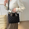 Horizontal square Oxford cloth messenger bag with single shoulder strap and embroidery details