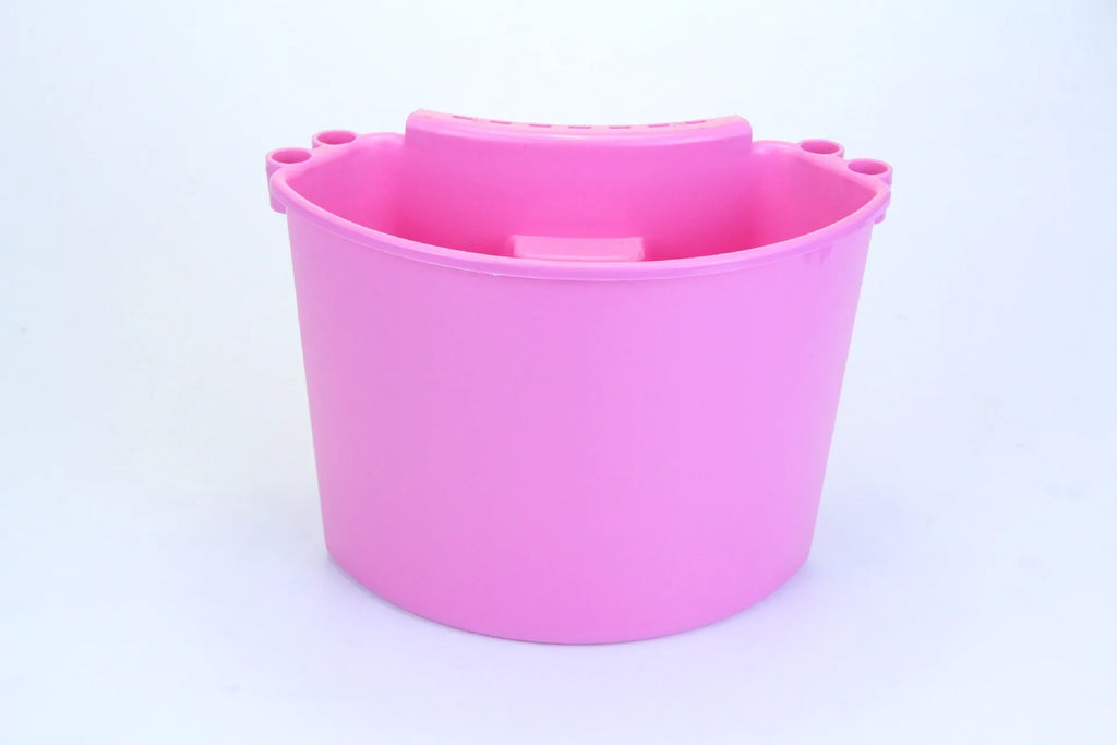 PP plastic car wash bucket available in black, red, blue, and pink colours