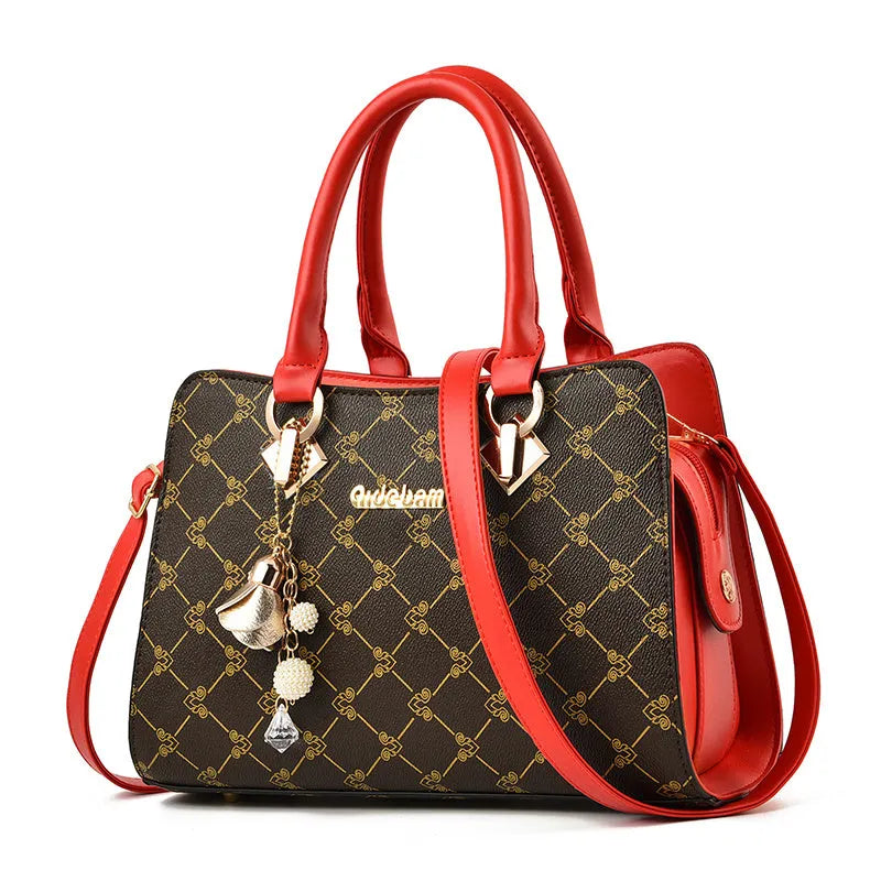 Women's geometric print messenger bag with card slots and internal organisation compartments