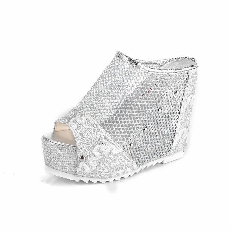 Chunky heel waterproof platform sandals with hollowed-out heel design in black colour