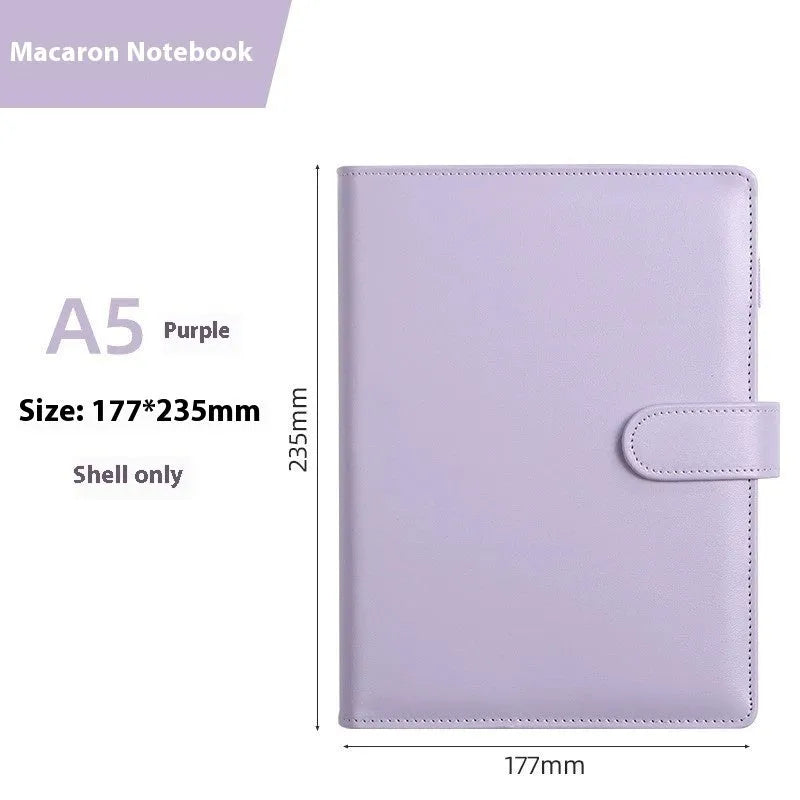 A5 PU leather notebook shell with zipper closure in a solid colour, shown closed.
