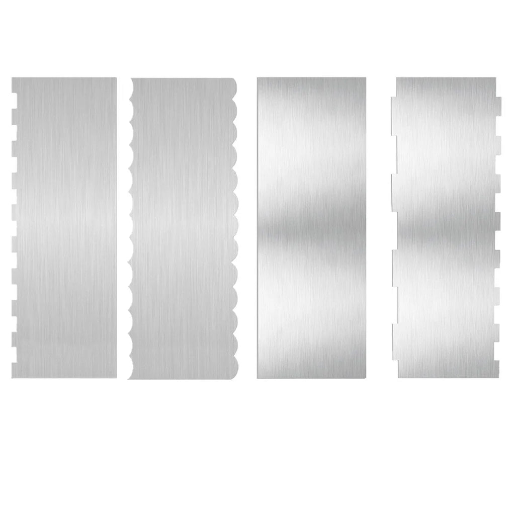 Stainless steel cream scraper with polygon cake patterns for baking decoration