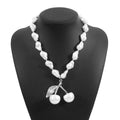 Women's irregular fruit necklace with imitation pearls on adjustable pearl chain