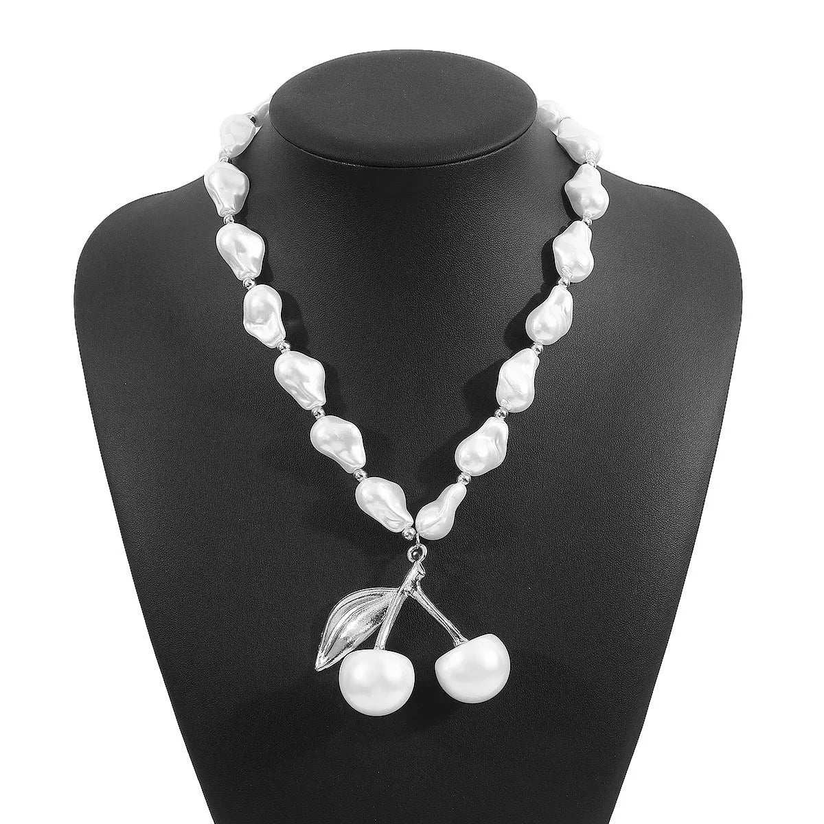 Women's irregular fruit necklace with imitation pearls on adjustable pearl chain