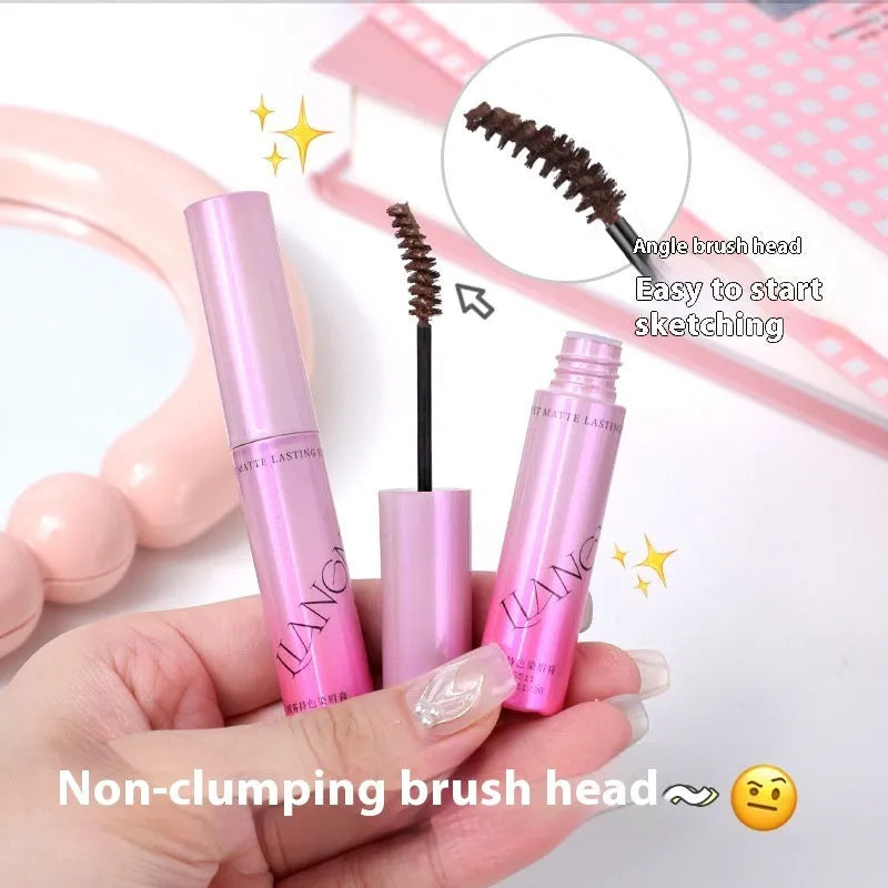 Velvet Fog eyebrow cream jar showing 4.5g net content with four shade options for natural brow definition