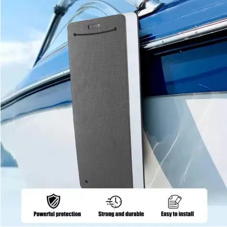 Blue and grey EVA foam ship fenders showing two size options for marine anti-collision protection