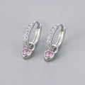 Women's zircon heart drop earrings in gold or white gold plating with coloured gemstones