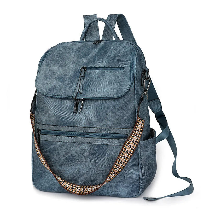 Retro style college backpack in urban simplicity design with curved shoulder strap, shown in available colours.