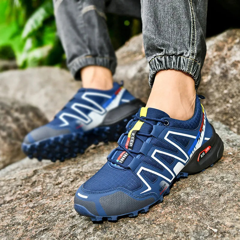 Men's grey orange plus size casual running shoes with low-top design and rubber soles