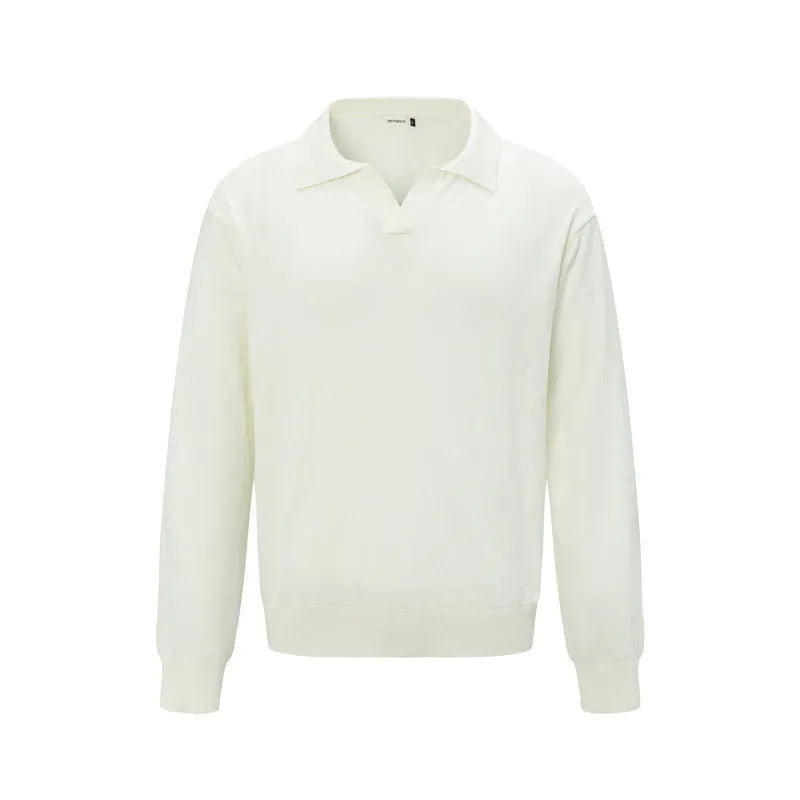 Loose beige acrylic blend pullover sweater on a hanger, showing relaxed fit and texture.