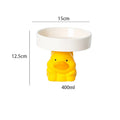 Raised ceramic cat bowl with animal design for elevated feeding