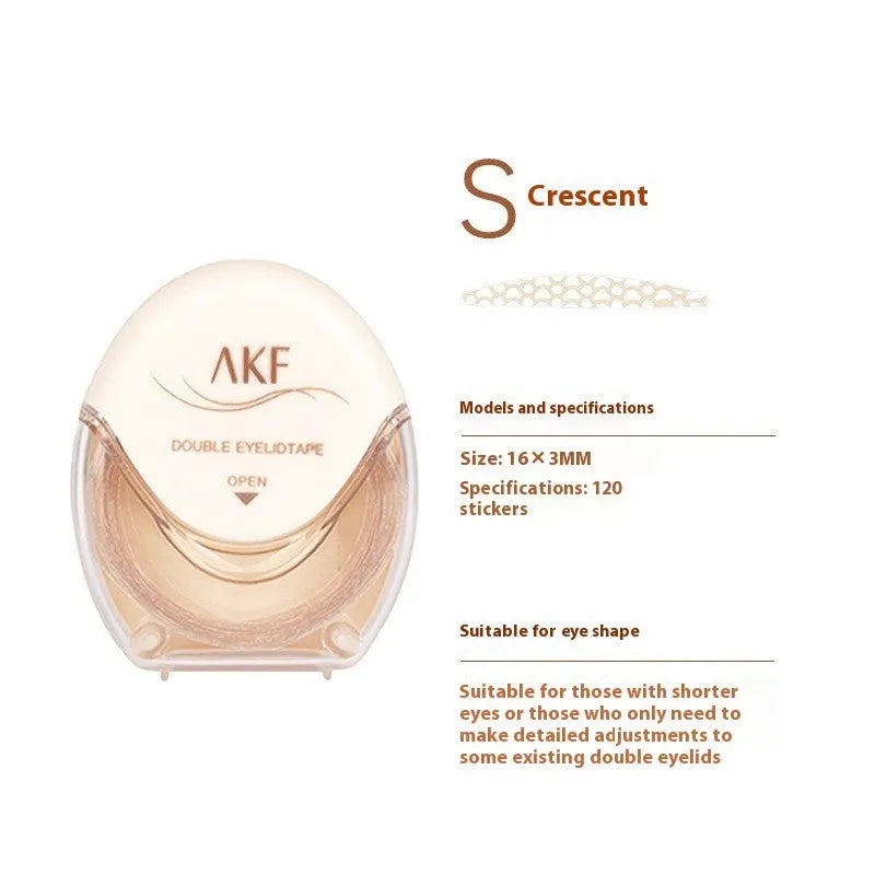 Roll of double eyelid stickers showing invisible lace design for natural eyelid definition